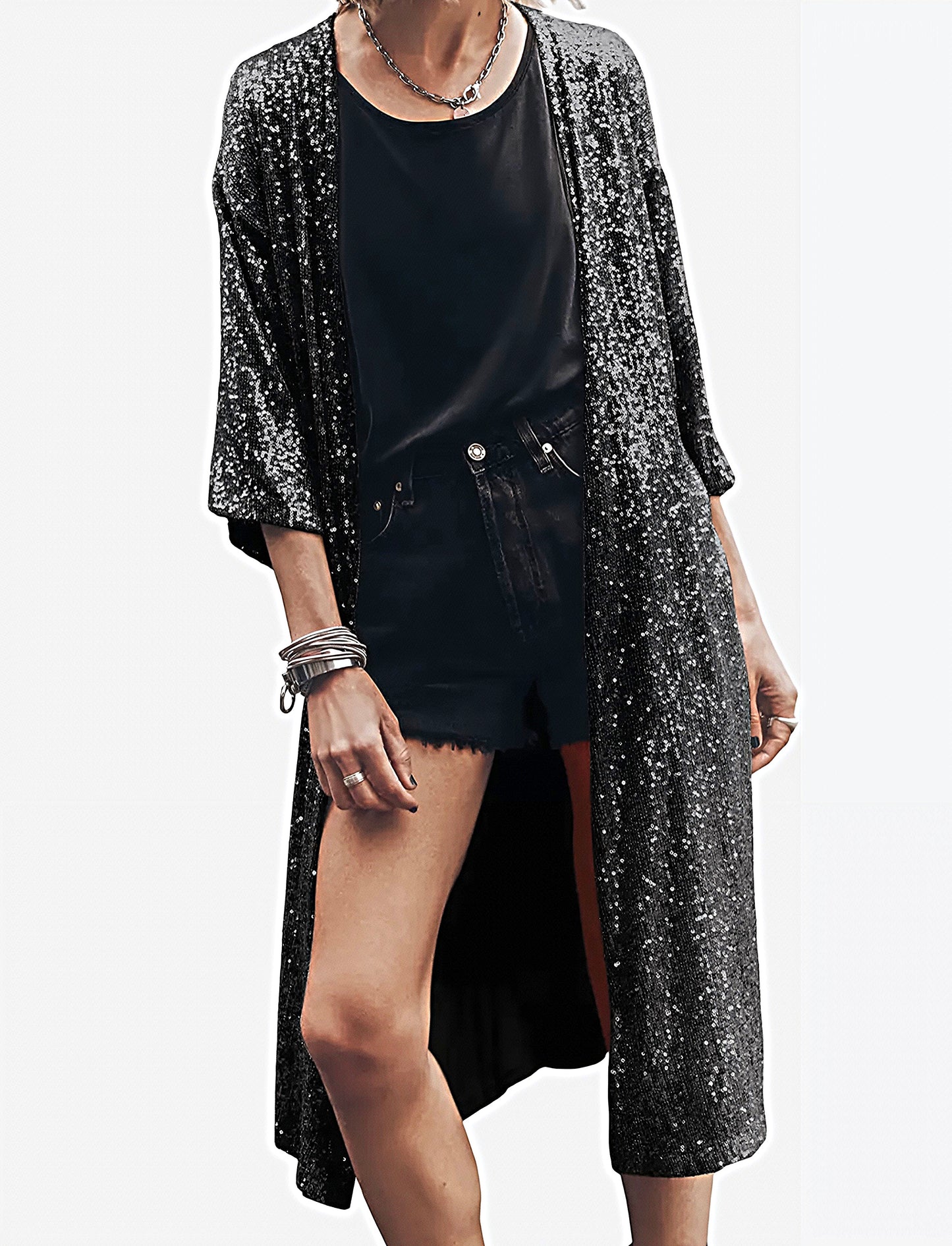 SEXY SEQUIN DUSTER KIMONO