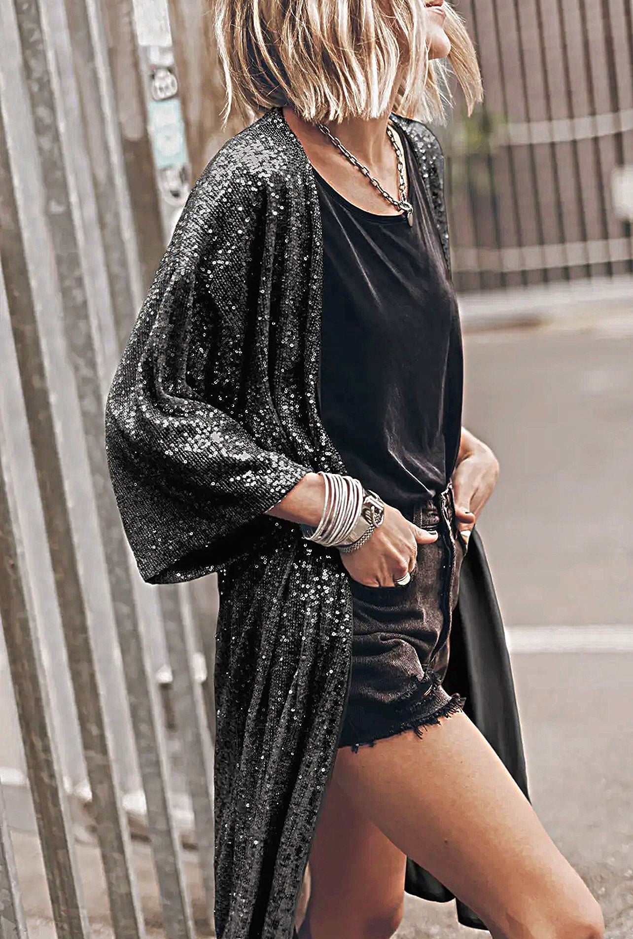 SEXY SEQUIN DUSTER KIMONO