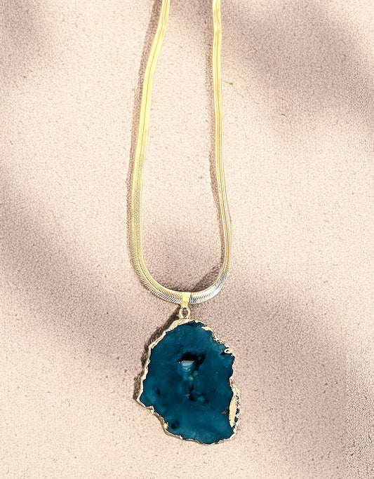 THIRD EYE CHAKRA GEODE HERRINGBONE NECKLACE
