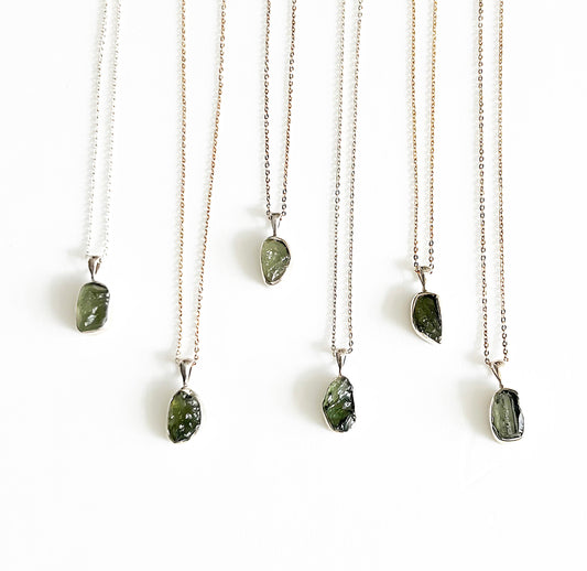 AUTHENTIC MOLDAVITE PENDANT NECKLACE