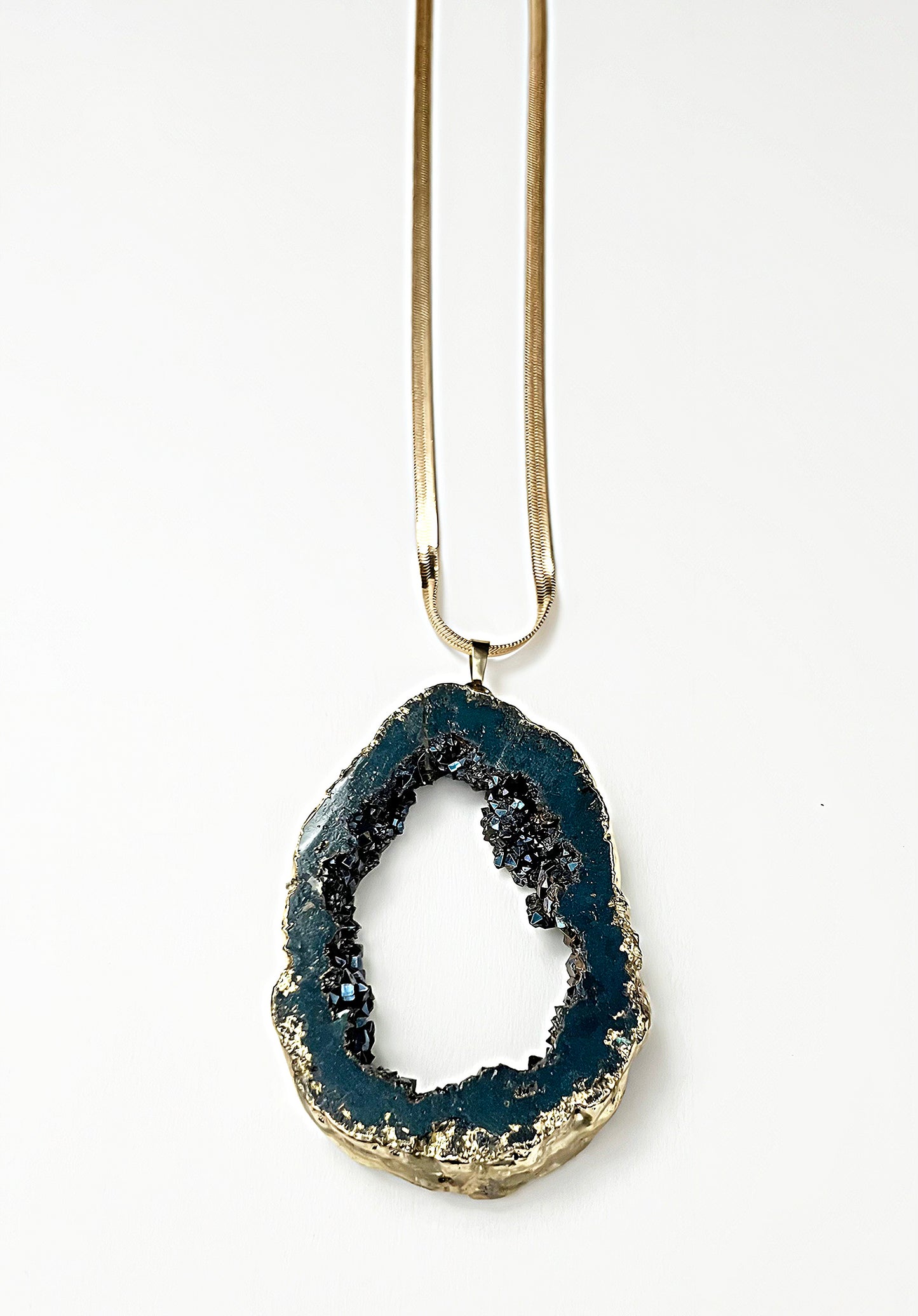 THIRD EYE CHAKRA GEODE HERRINGBONE NECKLACE