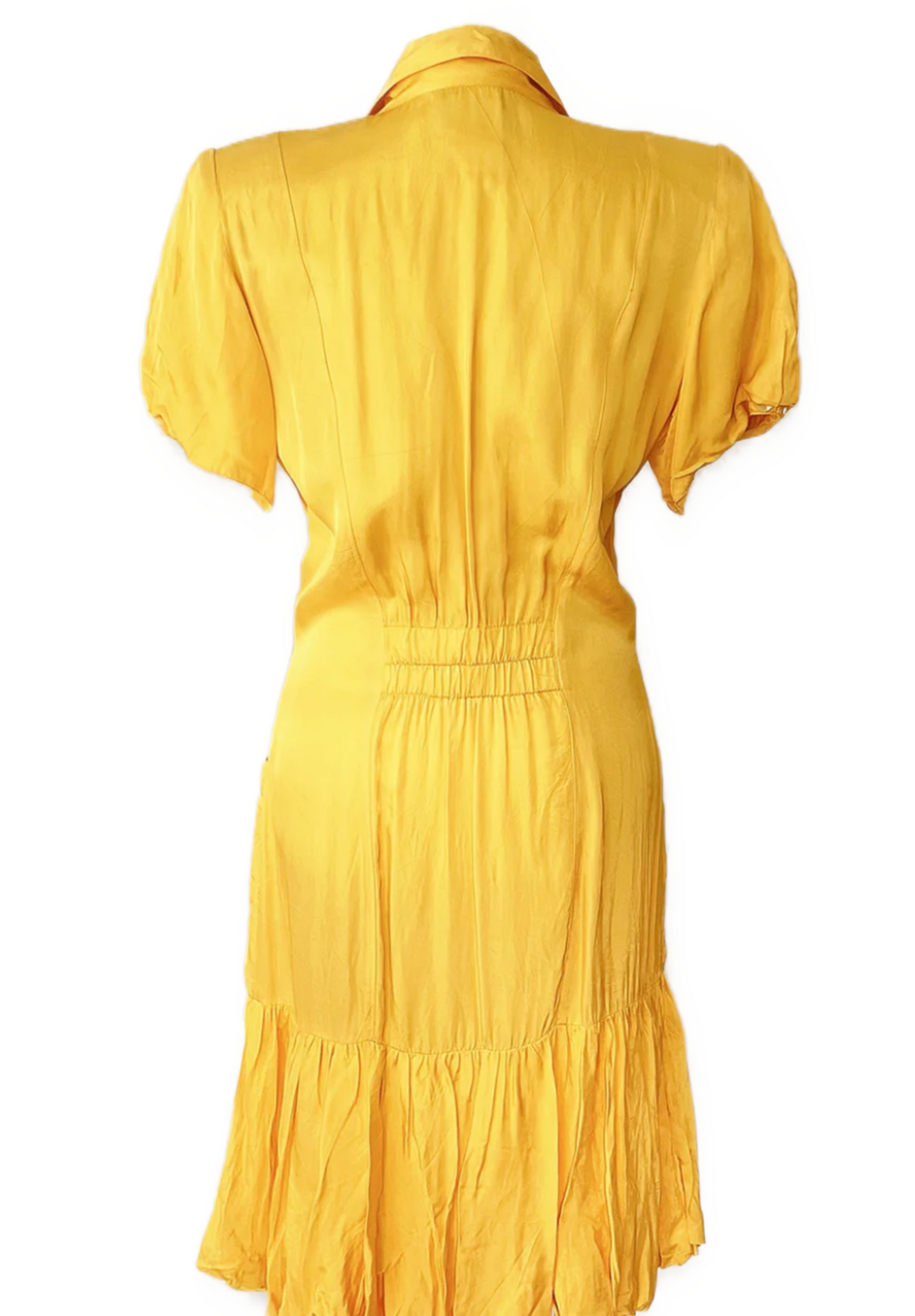 VINTAGE 1980 YELLOW DROP WAIST COLLAR DRESS