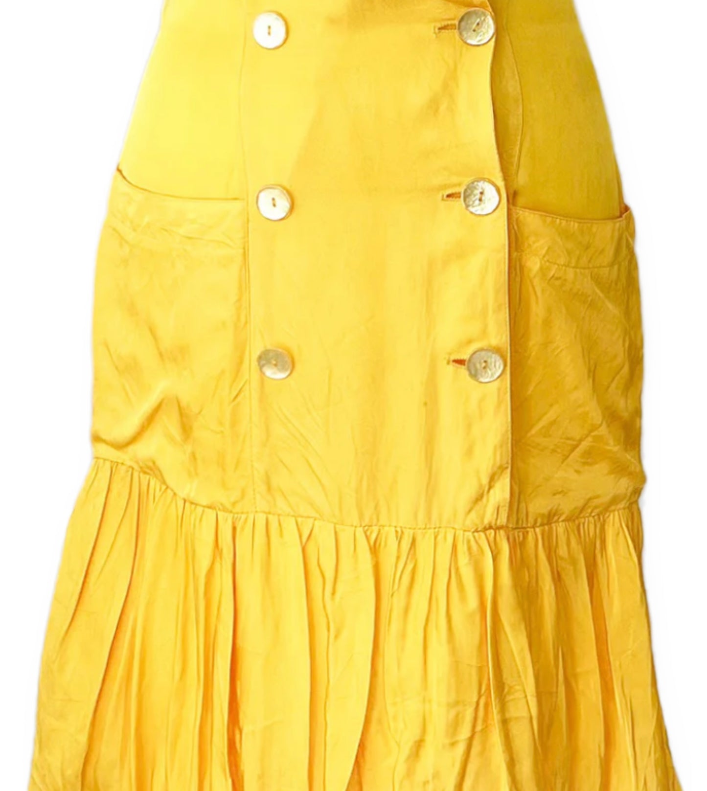 VINTAGE 1980 YELLOW DROP WAIST COLLAR DRESS