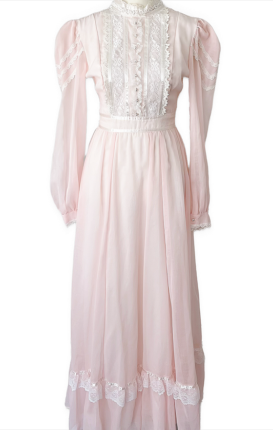 WHIMSICAL GUNNE SAX 1970 PRAIRIE LACE WESTERN DRESS