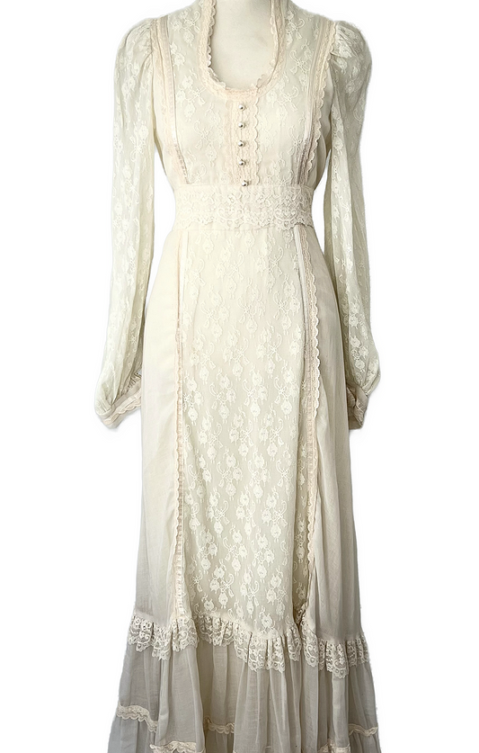 GUNNE SAX 1960 PRAIRIE LACE WEDDING DRESS