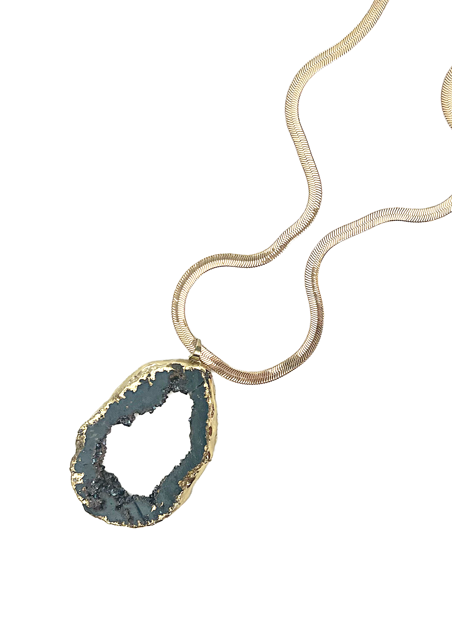 THIRD EYE CHAKRA GEODE HERRINGBONE NECKLACE