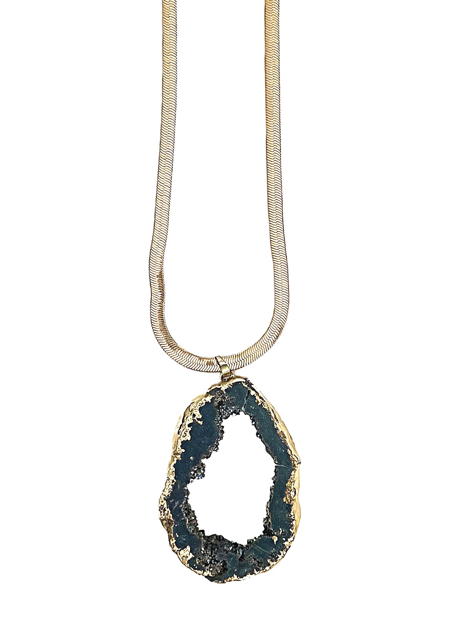 THIRD EYE CHAKRA GEODE HERRINGBONE NECKLACE