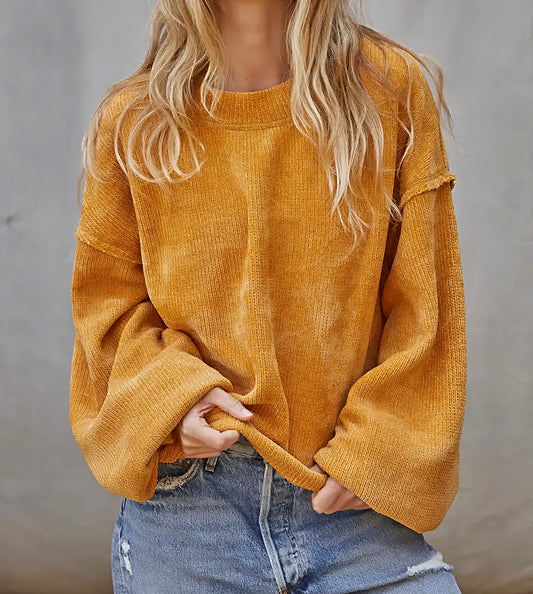 DOUBLE KNIT DROP SLEEVE SWEATER