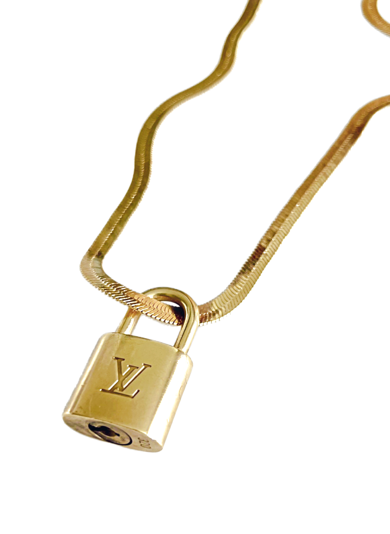 AUTHENTIC LV PADLOCK HERRINGBONE CHOKER NECKLACE