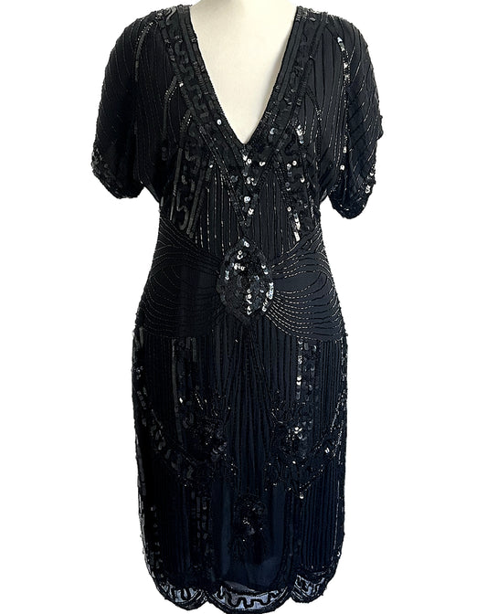 VINTAGE 1980 SILK BEADED COCKTAIL DRESS