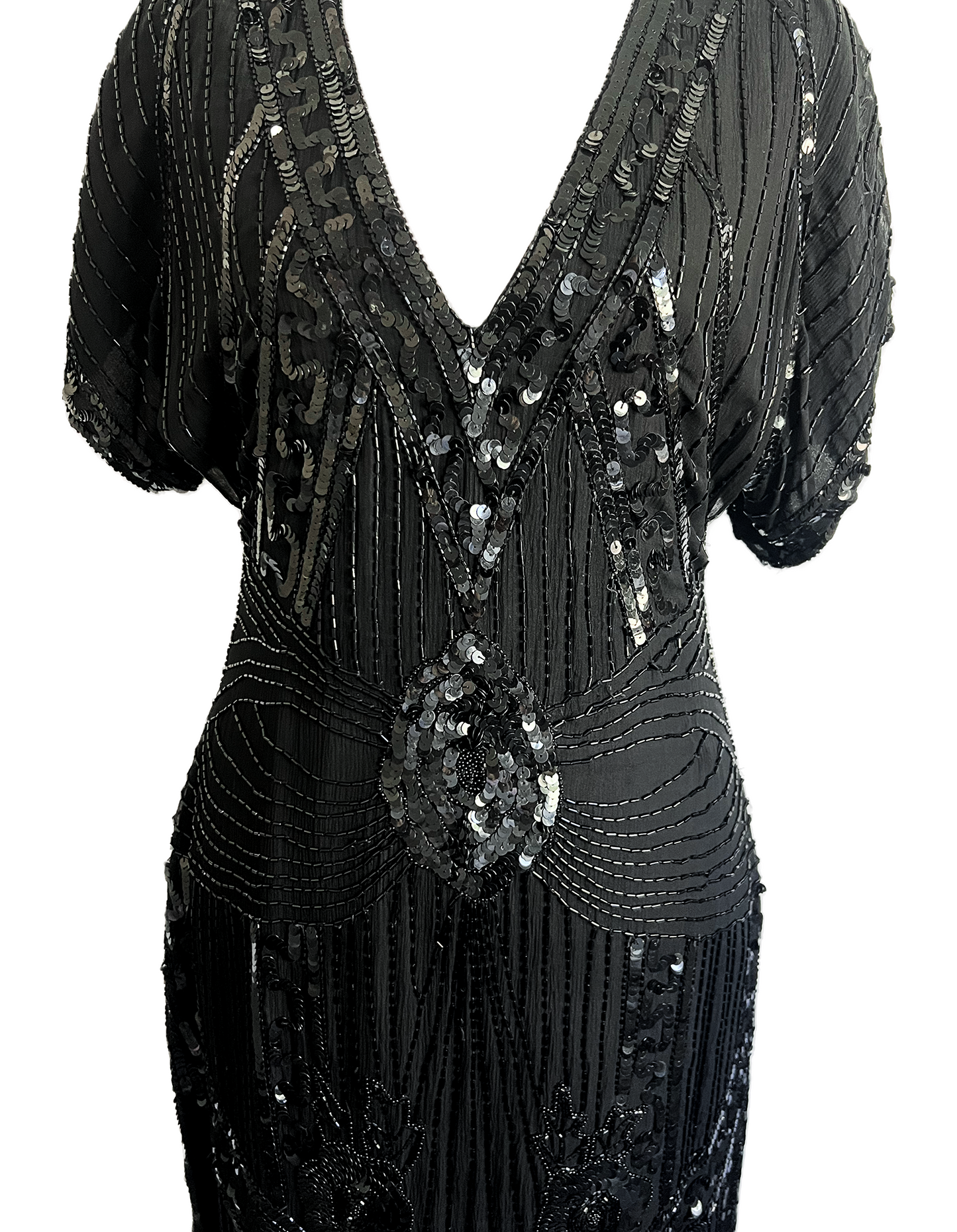 VINTAGE 1980 SILK BEADED COCKTAIL DRESS