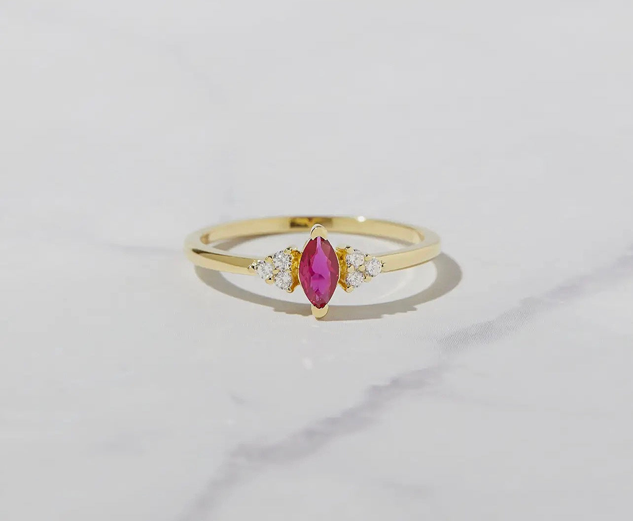 DELICATE RUBY MARQUISE RING