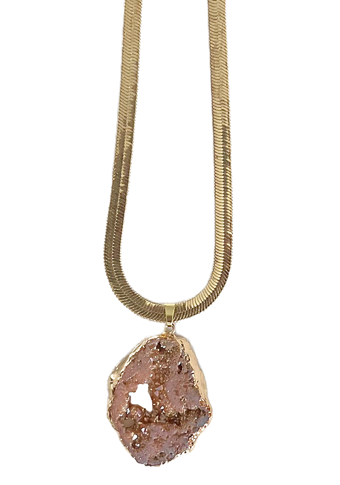 SACRAL CHAKRA GEODE HERRINGBONE NECKLACE