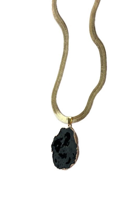 ROOT CHAKRA GEODE HERRINGBONE NECKLACE