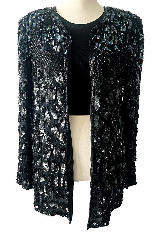 EXQUISITE VINTAGE BEADED DUSTER EVENING JACKET