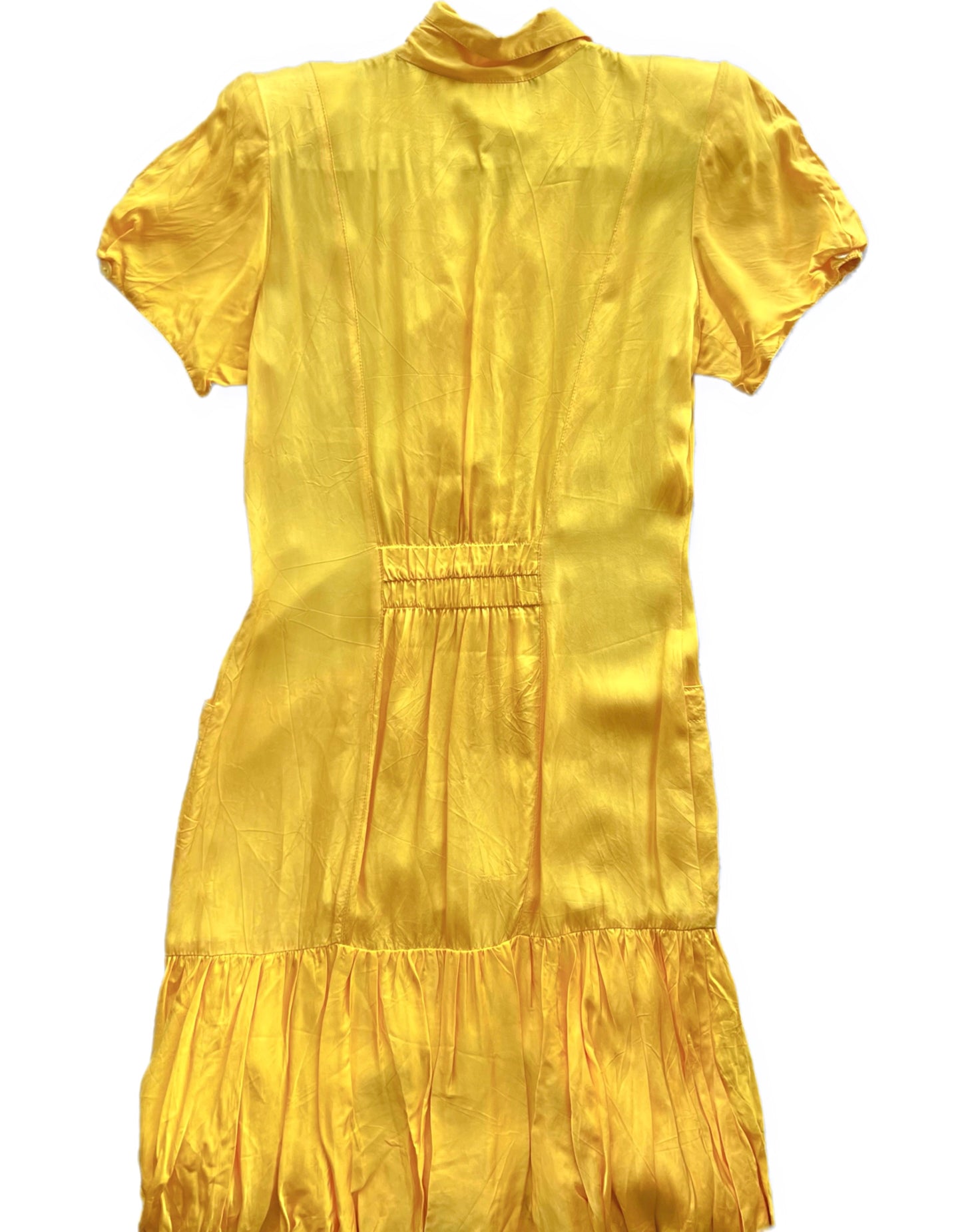 VINTAGE 1980 YELLOW DROP WAIST COLLAR DRESS