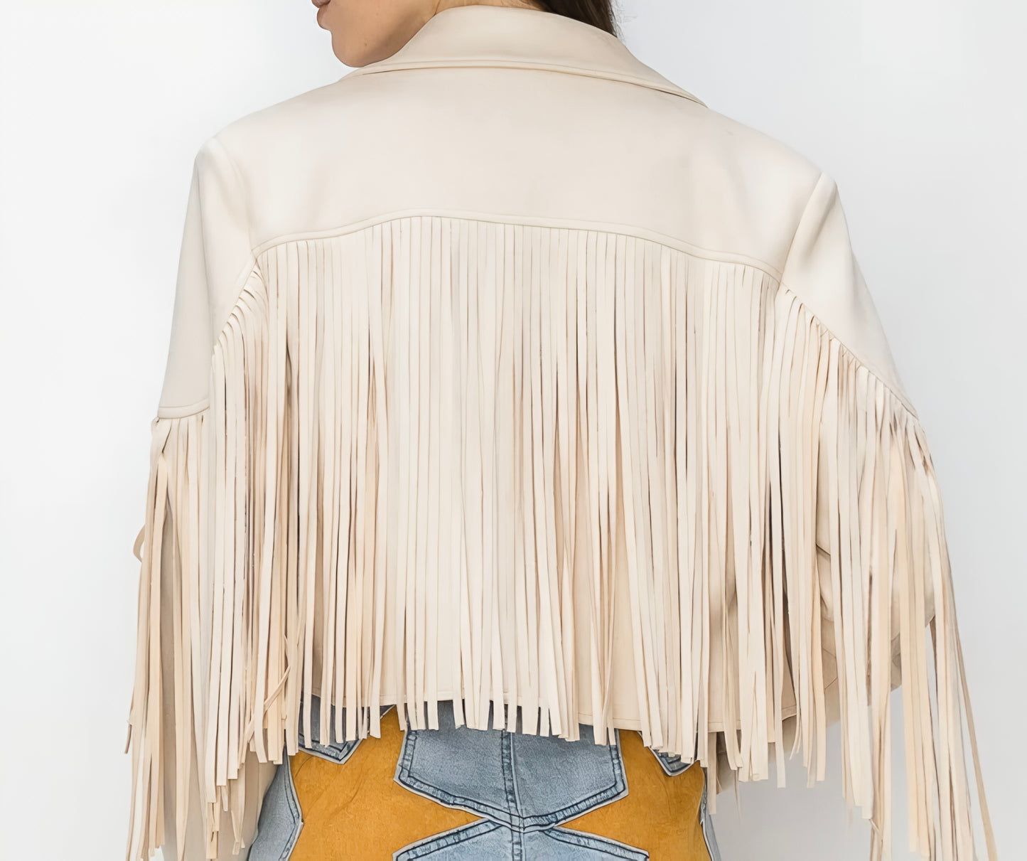 BOHO FRINGED FAUX SUEDE MOTO JACKET