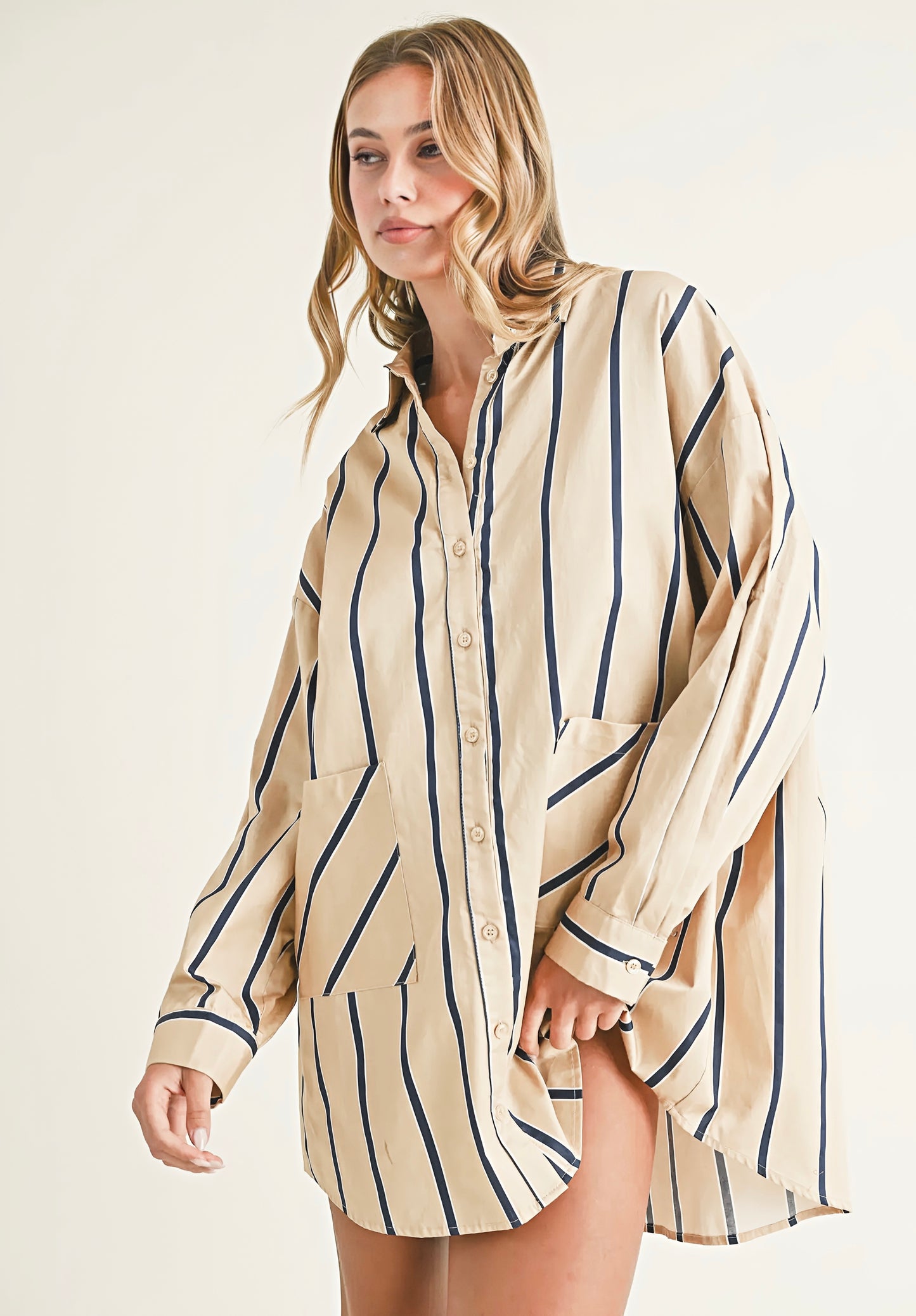 OVERSIZED BUTTON DOWN SHIRT DRESS