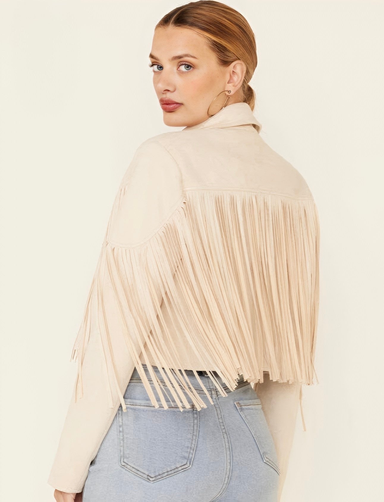 BOHO FRINGED FAUX SUEDE MOTO JACKET