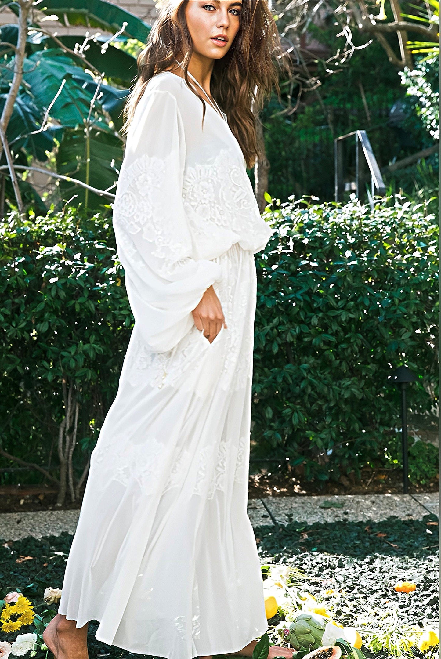 ETHEREAL SHEER LACE MAXI DRESS