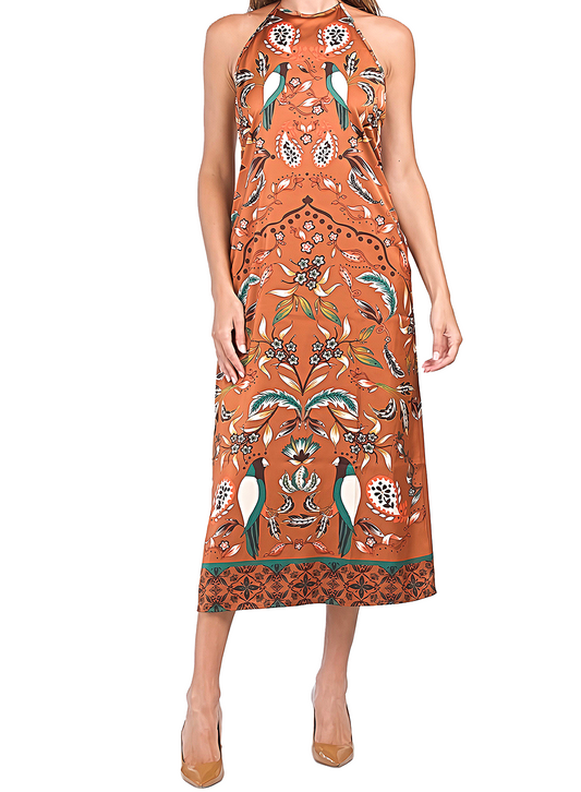 HOUSE OF HARLOW 1960 BIRDS OF PARADISE HALTER MAXI DRESS